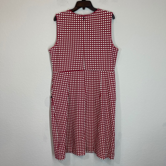 Lands End Dress Womens 18T Tall Red Ponte Polka Dot Sheath Sleeveless Stretch - Picture 5 of 15